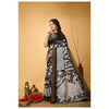 Generic Women's Soft Handloom Cotton Kalamkari Printed Saree With Unstitched Blouse 5.5Mtr (Black)