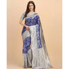 Generic Women's Soft Lichi Silk Printed Saree With Unstitched Blouse 5.5Mtr (Blue)