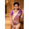 Generic Women's Soft Lichi Silk Printed Saree With Unstitched Blouse 5.5Mtr (Purple)