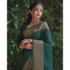 Generic Women's Soft Lichi Silk Solid Saree With Unstitched Blouse 5.5Mtr (Green)