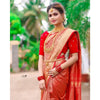 Generic Women's Soft Lichi Silk Printed Saree With Unstitched Blouse 5.5Mtr (Red)