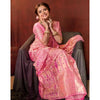 Generic Women's Soft Lichi Silk Printed Saree With Unstitched Blouse 5.5Mtr (Pink)