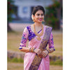 Generic Women's Soft Lichi Silk Printed Saree With Unstitched Blouse 5.5Mtr (Purple)