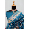 Generic Women's Satin Printed Saree With Unstitched Blouse 5.5Mtr (Aqua Blue)