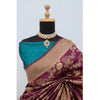 Generic Women's Banarasi Printed Saree With Unstitched Blouse 5.5Mtr (Purple)