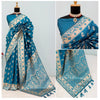 Generic Women's Satin Printed Saree With Unstitched Blouse 5.5Mtr (Aqua Blue)