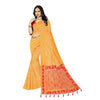 Generic Women's Banarasi Printed Saree With Unstitched Blouse 5.5Mtr (Yellow)