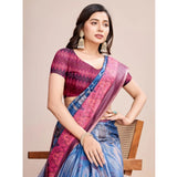 Generic Women's Georgette Embroidered  Saree With Unstitched Blouse (5.5Mtr, Blue)