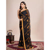 Generic Women's Georgette Printed  Saree With Unstitched Blouse (5.5Mtr, Orange)