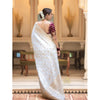 Generic Women's Silk Woven Kanjivaram Saree With Unstitched Blouse (5.5Mtr, White)