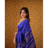 Generic Women's Silk Blend Self Design Bollywood Saree With Unstitched Blouse (5.5Mtr, Blue)