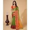 Generic Women's Cotton Blend Woven  Saree With Unstitched Blouse (5.5Mtr, Green)