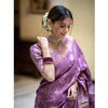 Generic Women's Art Silk Embellished Kanjivaram Saree With Unstitched Blouse (5.5Mtr, Lavender)