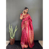 Generic Women's Silk Blend Woven Kanjivaram Saree With Unstitched Blouse (5.5Mtr, Pink)