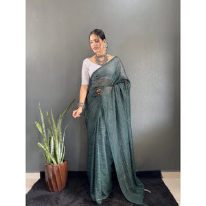 Generic Women's Chiffon Woven Bollywood Saree With Unstitched Blouse (5.5Mtr, Green)