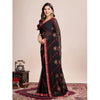 Generic Women's Georgette Printed  Saree With Unstitched Blouse (5.5Mtr, Red)