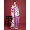 Generic Women's Jamdani Cotton Silk Printed Saree With Unstitched Blouse 5.5Mtr (Wine)