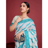 Generic Women's Jamdani Cotton Silk Printed Saree With Unstitched Blouse 5.5Mtr (Rama)
