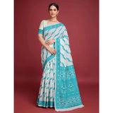 Generic Women's Jamdani Cotton Silk Printed Saree With Unstitched Blouse 5.5Mtr (Rama)