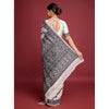 Generic Women's Jamdani Cotton Silk Printed Saree With Unstitched Blouse 5.5Mtr (Black)