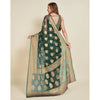 Generic Women's Soft Organza Silk Weaving Design Saree With Unstitched Blouse 5.5Mtr (Green)