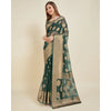 Generic Women's Soft Organza Silk Weaving Design Saree With Unstitched Blouse 5.5Mtr (Green)