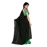 Generic Women's Georgette Printed Saree With Unstitched Blouse 5.5Mtr (Green)