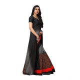 Generic Women's Georgette Printed Saree With Unstitched Blouse 5.5Mtr (Black)