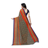 Generic Women's Georgette Printed Saree With Unstitched Blouse 5.5Mtr (Blue)