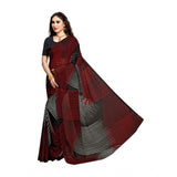 Generic Women's Georgette Printed Saree With Unstitched Blouse 5.5Mtr (Black)