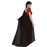 Generic Women's Faux Georgette Printed Saree With Unstitched Blouse 5.5Mtr (Red black)