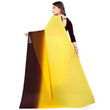 Generic Women's Georgette Solid Saree With Unstitched Blouse 5.5Mtr (Yellow)