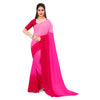 Generic Women's Georgette Solid Saree With Unstitched Blouse 5.5Mtr (Pink)