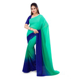 Generic Women's Georgette Solid Saree With Unstitched Blouse 5.5Mtr (Turquoise Green)