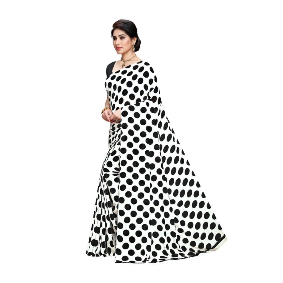 Generic Women's Georgette Printed Saree With Unstitched Blouse 5.5Mtr (W.Black)