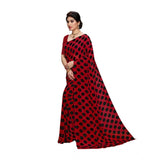 Generic Women's Georgette Printed Saree With Unstitched Blouse 5.5Mtr (R.Black)