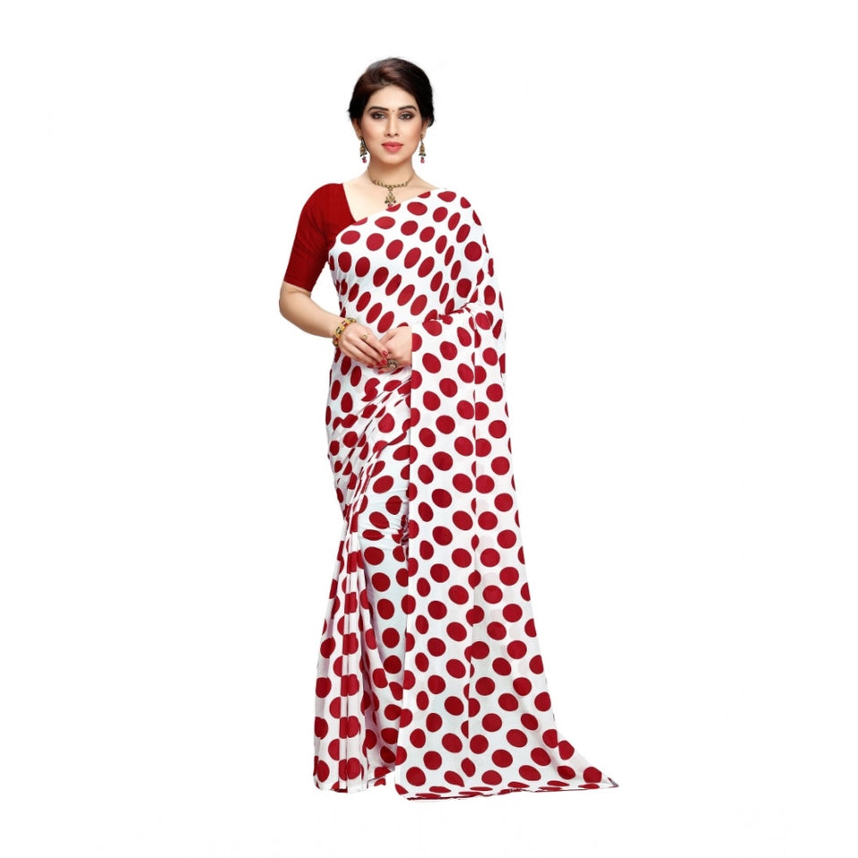 Generic Women's Georgette Printed Saree With Unstitched Blouse 5.5Mtr (W.Red)