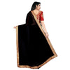 Generic Women's Chiifon Saree Printed Saree With Unstitched Blouse 5.5Mtr (Black)