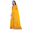 Generic Women's Chiifon Saree Printed Saree With Unstitched Blouse 5.5Mtr (Yellow)