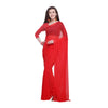 Generic Women's Dyed Solid Saree With Unstitched Blouse 5.5Mtr (Red)