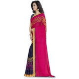 Generic Women's Faux Georgette Printed Saree With Unstitched Blouse 5.5Mtr (Pink)