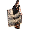 Generic Women's Faux Georgette Printed Saree With Unstitched Blouse 5.5Mtr (Black)