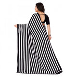 Generic Women's Faux Georgette Printed Saree With Unstitched Blouse 5.5Mtr (Black)