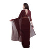 Generic Women's Dyed Solid Saree With Unstitched Blouse 5.5Mtr (Brown)