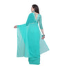 Generic Women's Dyed Solid Saree With Unstitched Blouse 5.5Mtr (Seablue)