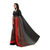 Generic Women's Georgette Printed Saree With Unstitched Blouse 5.5Mtr (Black)
