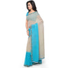 Generic Women's Faux Georgette Printed Saree With Unstitched Blouse 5.5Mtr (Blue)