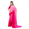 Generic Women's Georgette Solid Saree With Unstitched Blouse 5.5Mtr (Pink)