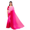 Generic Women's Georgette Solid Saree With Unstitched Blouse 5.5Mtr (Pink)