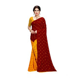 Generic Women's Georgette Printed Saree With Unstitched Blouse 5.5Mtr (Red)